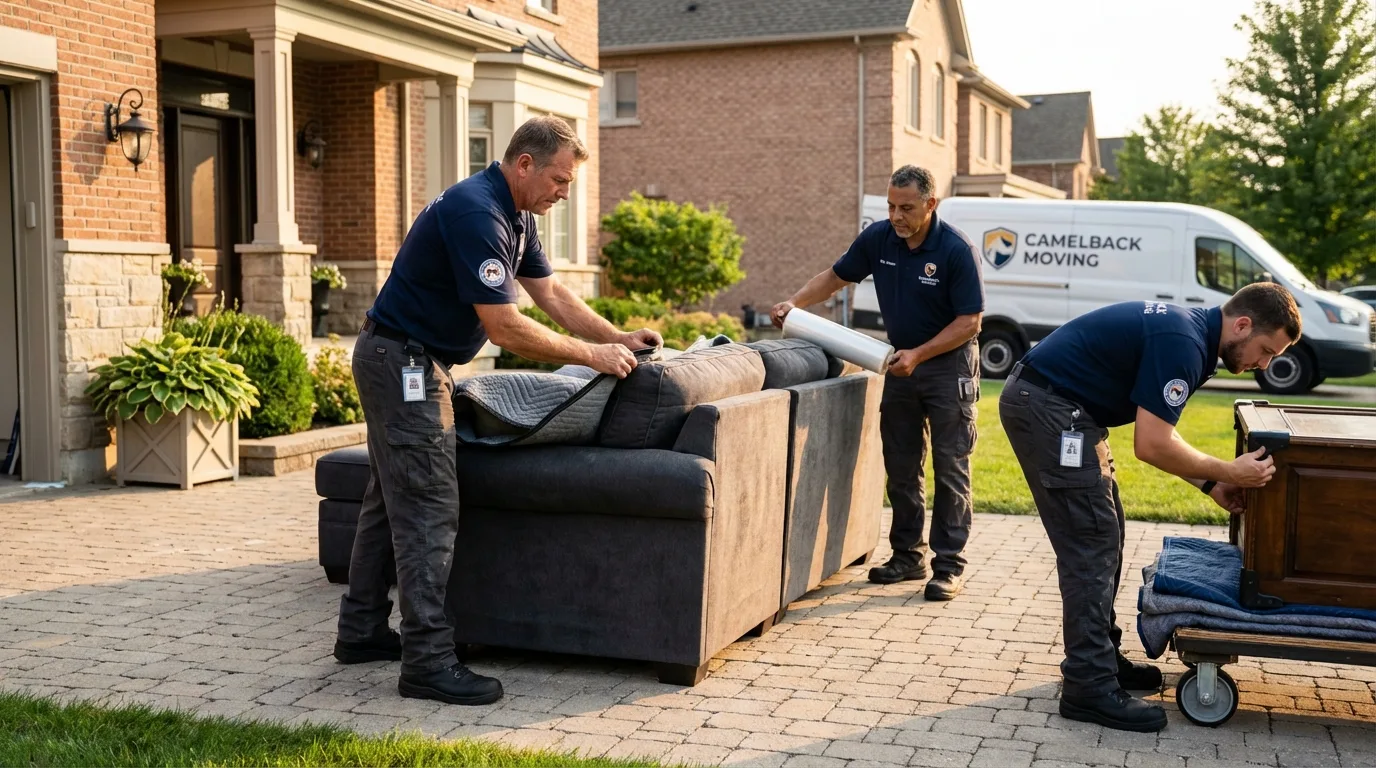 Large estate moving crew wrapping furniture in Sheffield, AL